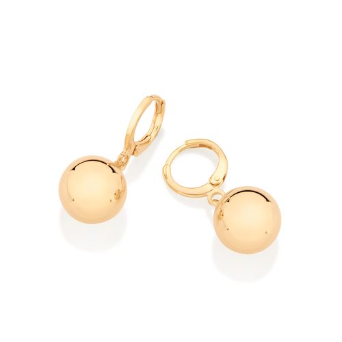 GOLD SPHERE HUGGIE EARRINGS