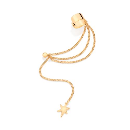 GOLD STAR HANGING EAR CUFF