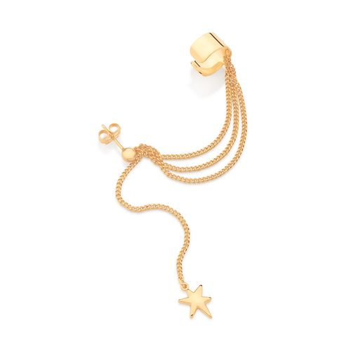 GOLD STAR HANGING EAR CUFF