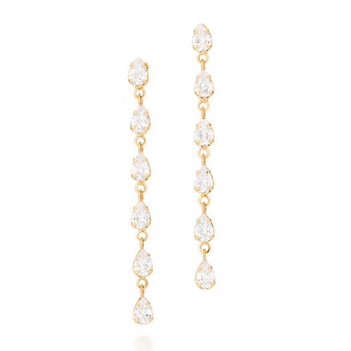 GOLD GLAM TIME LONG EARRINGS IN WHITE