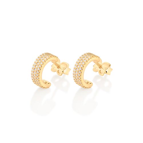 GOLD STUDDED HUGGIE EARRINGS