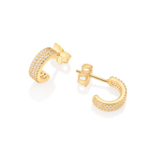GOLD STUDDED HUGGIE EARRINGS