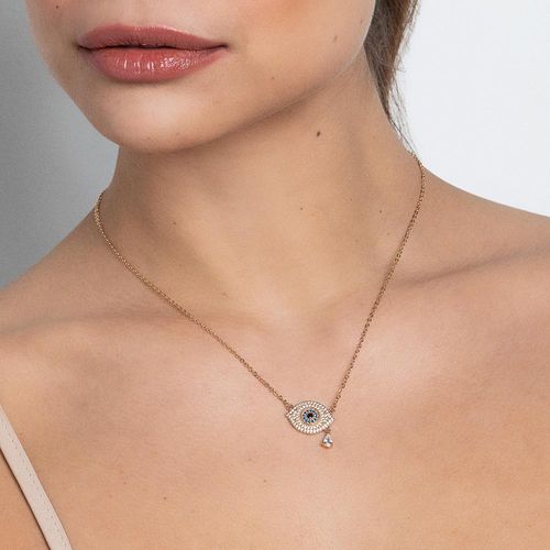GOLD STUDDED GREEK EYE NECKLACE
