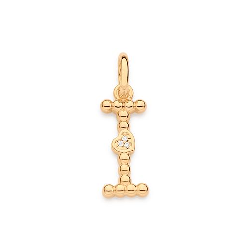 GOLD TEXTURED AND HEART LETTER PENDANT-LETTER I