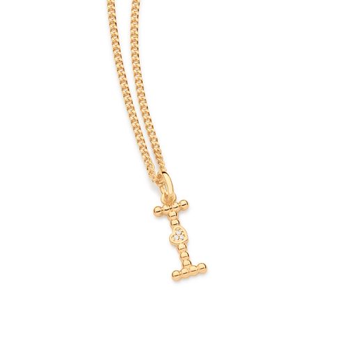 GOLD TEXTURED AND HEART LETTER PENDANT-LETTER I