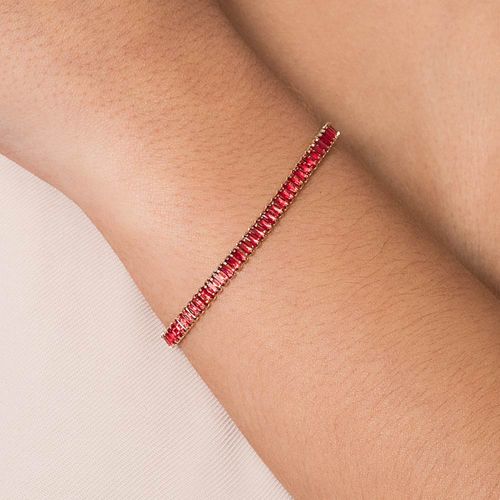 GOLD TENNIS BRACELET IN RED