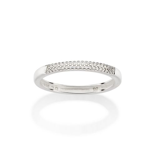SILVER 925 HALF STUDDED WEDDING RING