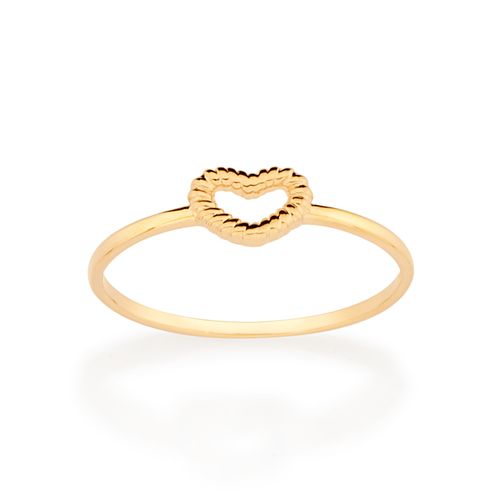 GOLD TEXTURED HOLLOW HEART SKINNY RING