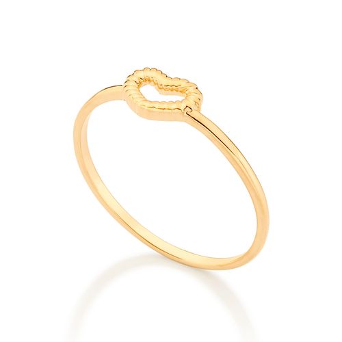GOLD TEXTURED HOLLOW HEART SKINNY RING