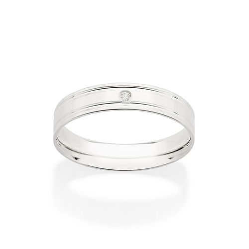 SILVER 925 DOUBLE SHINE WEDDING BAND WITH STONE