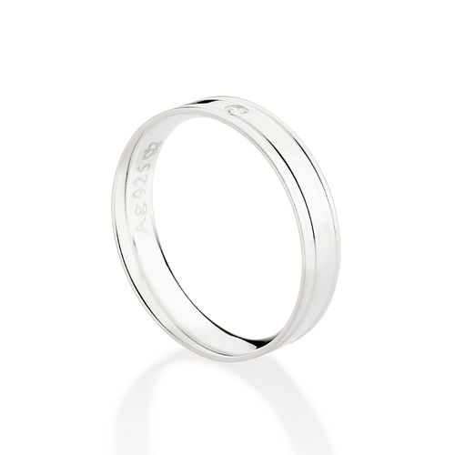 SILVER 925 DOUBLE SHINE WEDDING BAND WITH STONE