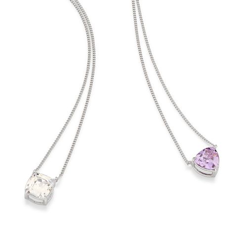 RHODIUM PLATED CHAIN WITH ZIRCONIA