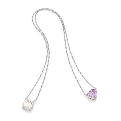 RHODIUM PLATED CHAIN WITH ZIRCONIA
