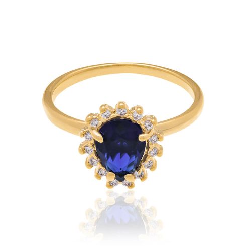 GOLD RING WITH CRYSTAL AND ZIRCONIA