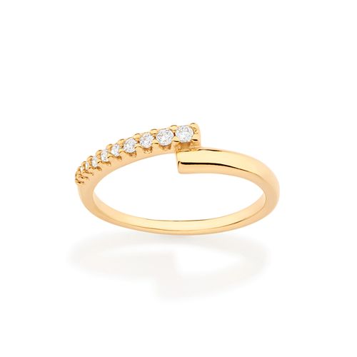 GOLD HALF STUDDED SKINNY RING