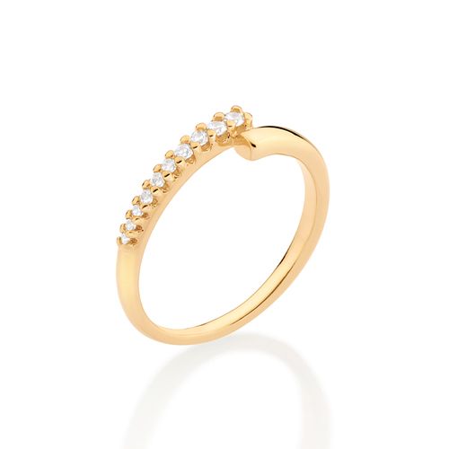 GOLD HALF STUDDED SKINNY RING