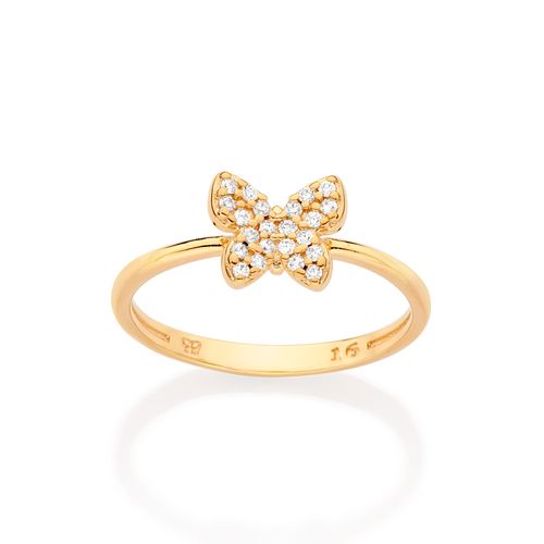 GOLD STUDDED BUTTERFLY SKINNY RING