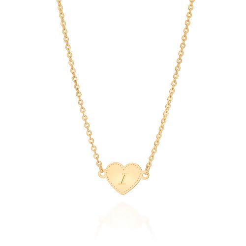 GOLD INITIAL HEART NECKLACE-LETTER I