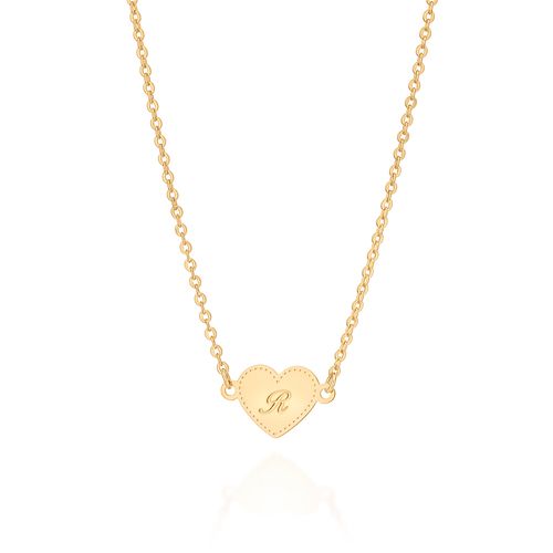 GOLD INITIAL HEART NECKLACE-LETTER R