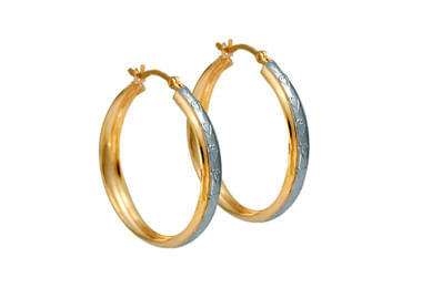 GOLD EARRING WITH RHODIUM