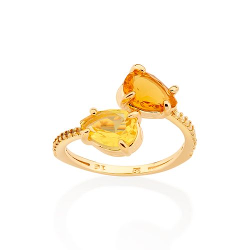 GOLD FEATHER ADJUSTABLE RING IN YELLOW