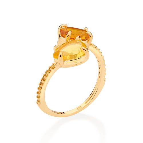 GOLD FEATHER ADJUSTABLE RING IN YELLOW