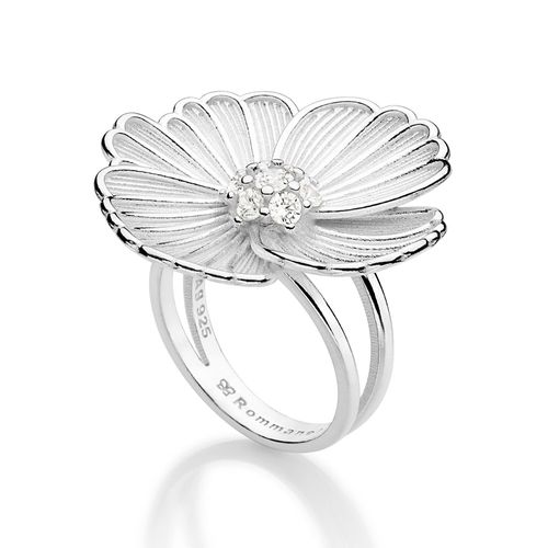 SILVER 925 FLOWER MAXI RING