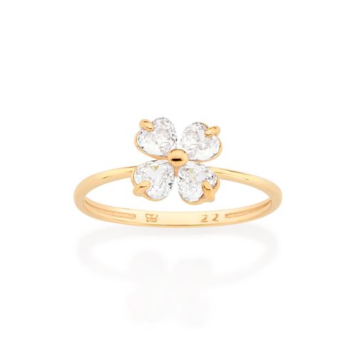 GOLD WILD FLOWER SKINNY RING IN WHITE