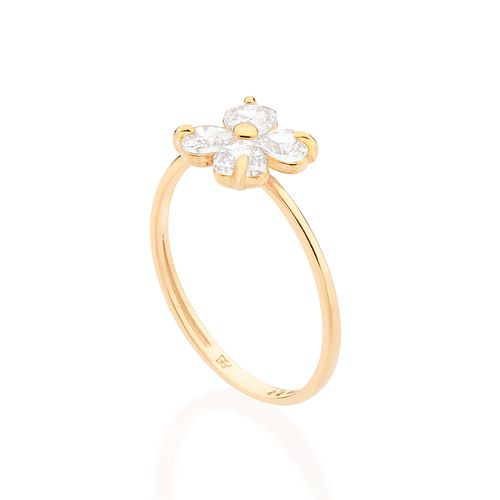GOLD WILD FLOWER SKINNY RING IN WHITE