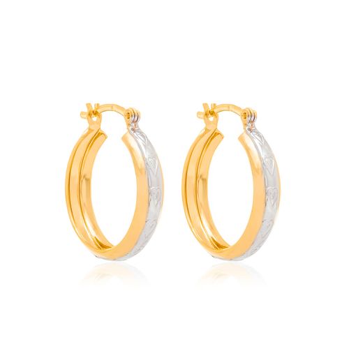 GOLD EARRING WITH RHODIUM