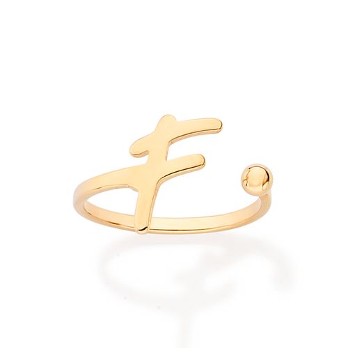 GOLD CURSIVE INITIAL RING-LETTER F
