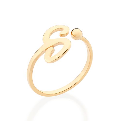 GOLD CURSIVE INITIAL RING-LETTER S