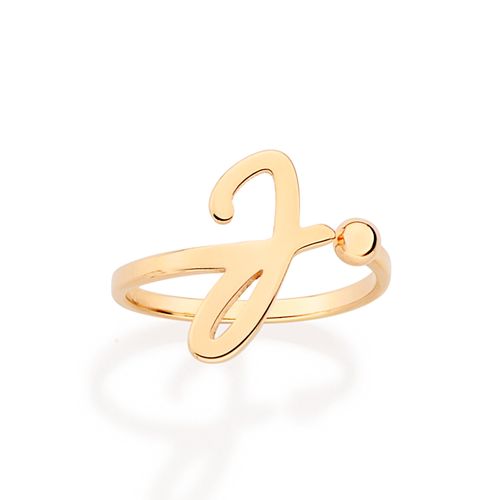 GOLD CURSIVE INITIAL RING-LETTER J