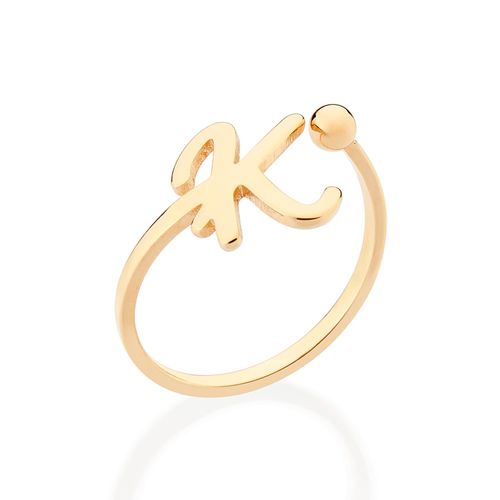 GOLD CURSIVE INITIAL RING-LETTER K