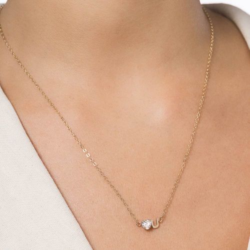 GOLD STUDDED INITIAL NECKLACE - LETTER INSERIR LETRA-LETTER U