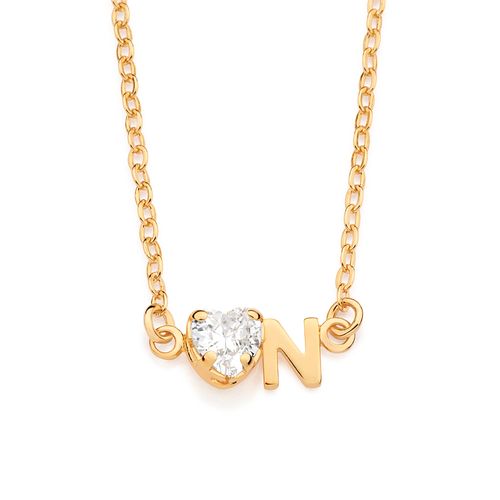GOLD STUDDED INITIAL NECKLACE - LETTER INSERIR LETRA-LETTER N