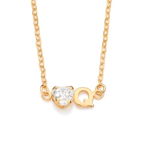 GOLD STUDDED INITIAL NECKLACE - LETTER INSERIR LETRA-LETTER Q