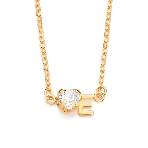 GOLD STUDDED INITIAL NECKLACE - LETTER INSERIR LETRA-LETTER E