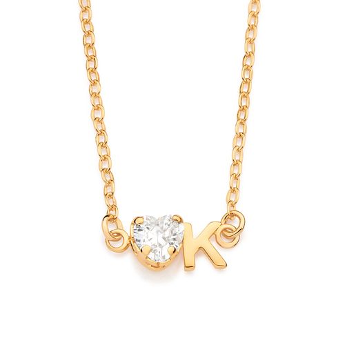 GOLD STUDDED INITIAL NECKLACE - LETTER INSERIR LETRA-LETTER K