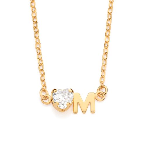GOLD STUDDED INITIAL NECKLACE - LETTER INSERIR LETRA-LETTER M