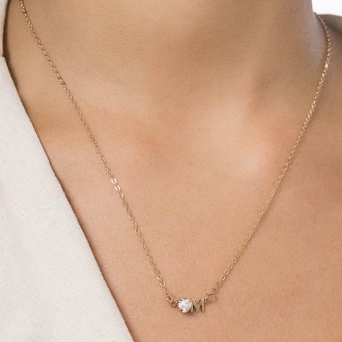 GOLD STUDDED INITIAL NECKLACE - LETTER INSERIR LETRA-LETTER M