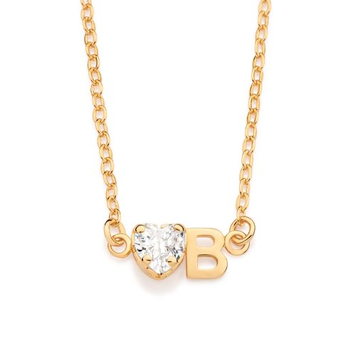 GOLD STUDDED INITIAL NECKLACE - LETTER INSERIR LETRA-LETTER B