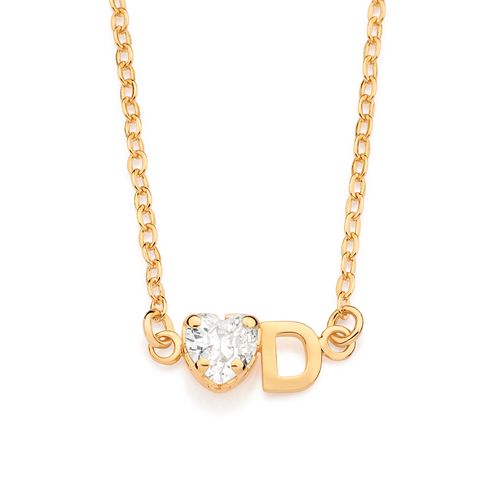 GOLD STUDDED INITIAL NECKLACE - LETTER INSERIR LETRA-LETTER D