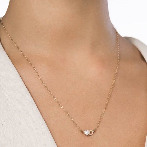 GOLD STUDDED INITIAL NECKLACE - LETTER INSERIR LETRA-LETTER D
