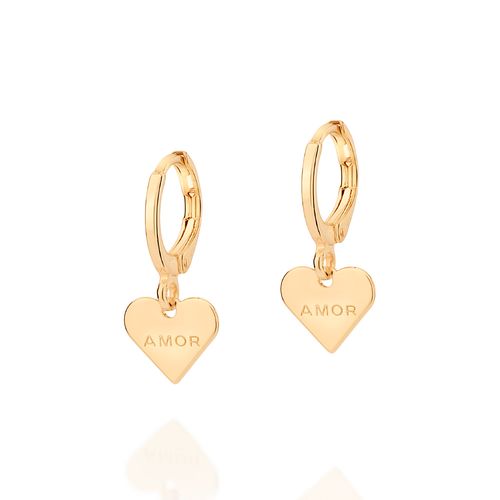 GOLD HEART AMOR (LOVE) HUGGIE EARRINGS