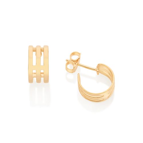 GOLD TRIPLE BAND SMALL HOOP EARRINGS