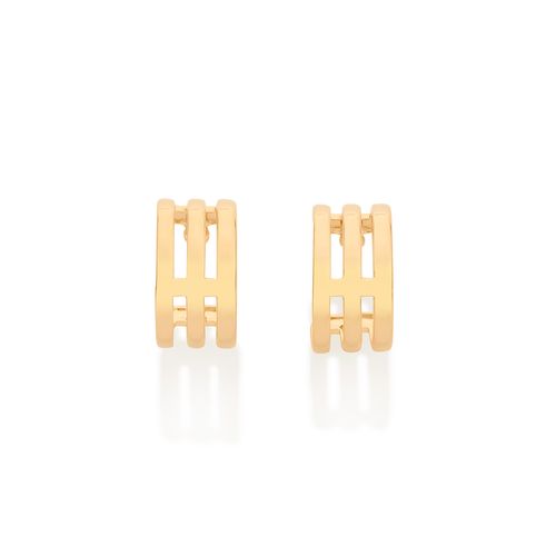 GOLD TRIPLE BAND SMALL HOOP EARRINGS
