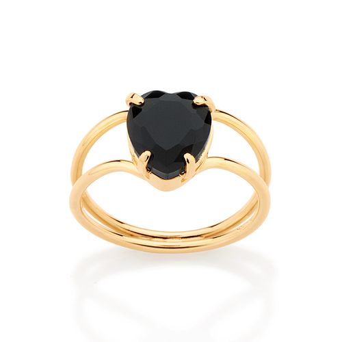 GOLD BLACK HEART RING