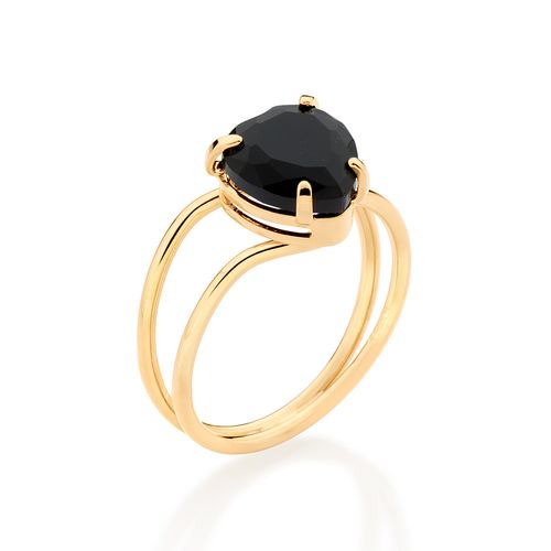 GOLD BLACK HEART RING