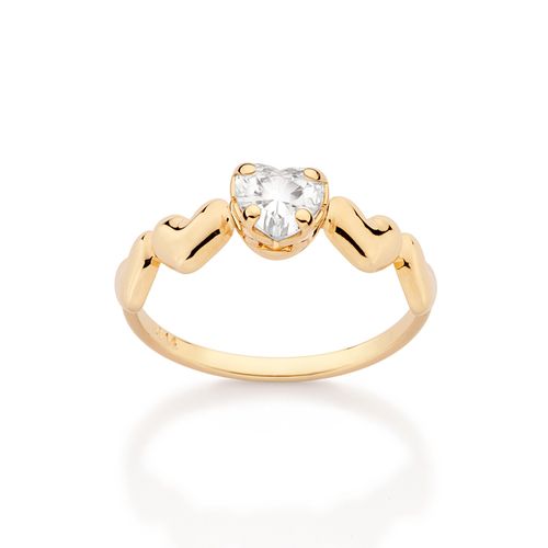 GOLD STUDDED MULTIPLE HEARTS SKINNY RING